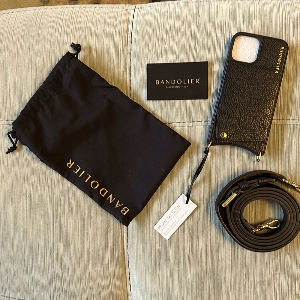 Bandolier Sarah Pebble Leather Crossbody Phone Case, Strap IPhone 12.